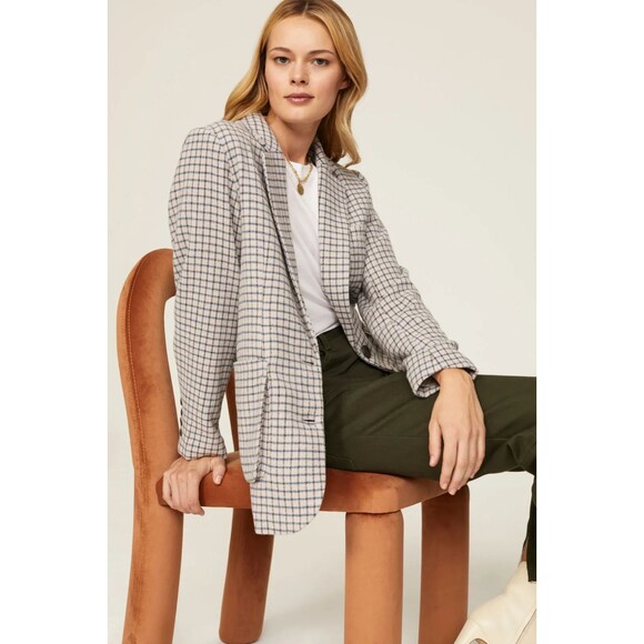 Rails Women's Windsor Plaid Blazer size S Mini Check Plaid Wool Blend - Picture 1 of 12